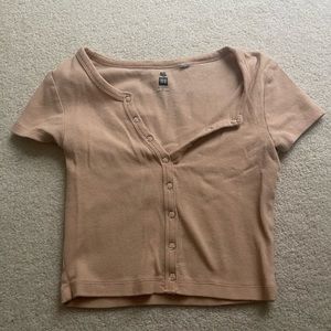 Me to We faded orange crop top